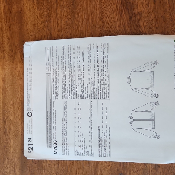 McCalls Bomber Jacket Pattern - Picture 2 of 2